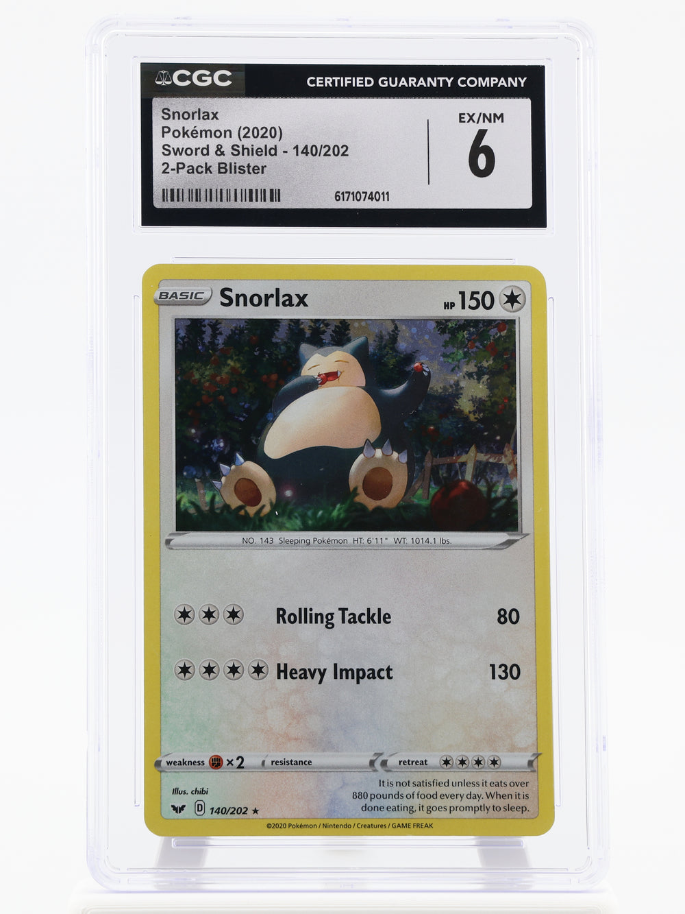 Snorlax · Sword & Shield · 140/202 · Cosmos holo · CGC 6