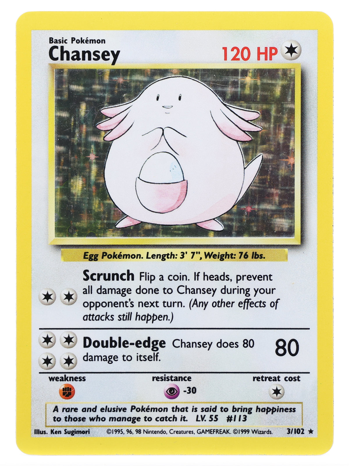 Chansey · Base Set · 3/102 · Actual photos of the card · front
