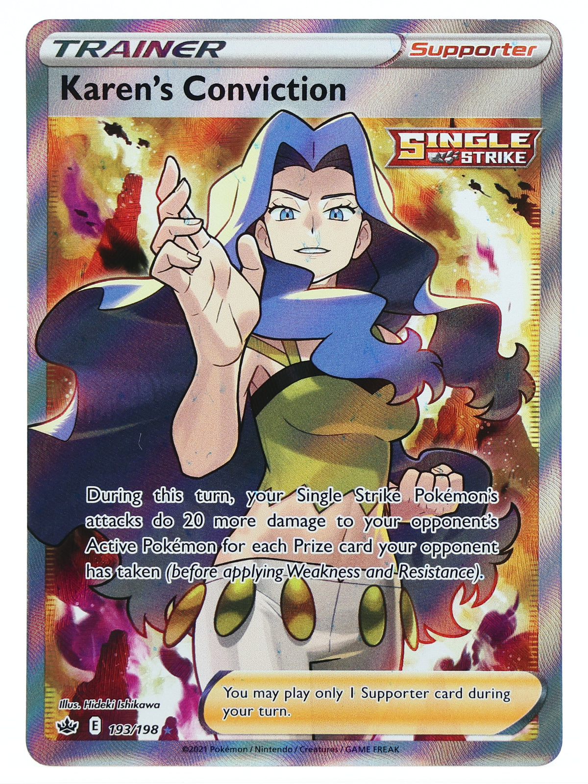 Karen's Conviction · Chilling Reign · 193/198 · Actual photos of the card · front