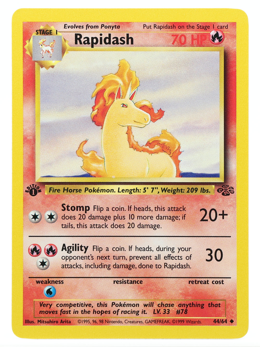 Rapidash — 1st Edition · Jungle · 44/64 · Non-holo