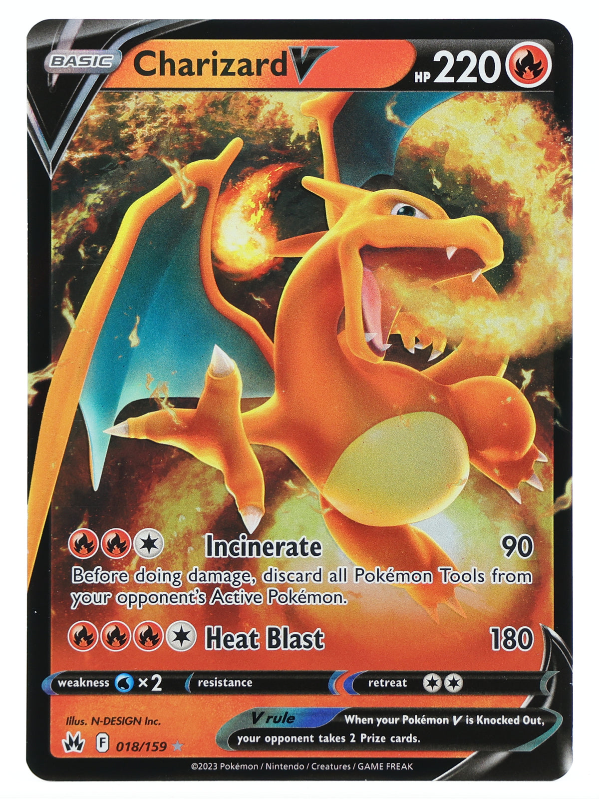 Charizard V · Crown Zenith · 018/159 · Actual photos of the card · front
