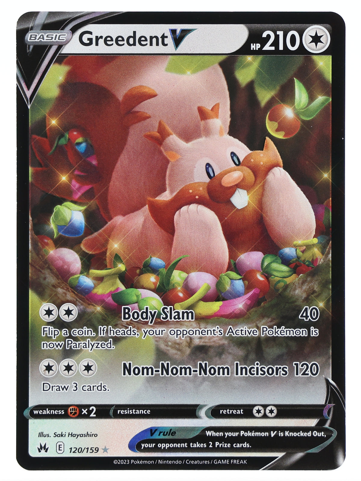 Greedent V · Crown Zenith · 120/159 · Actual photos of the card · front