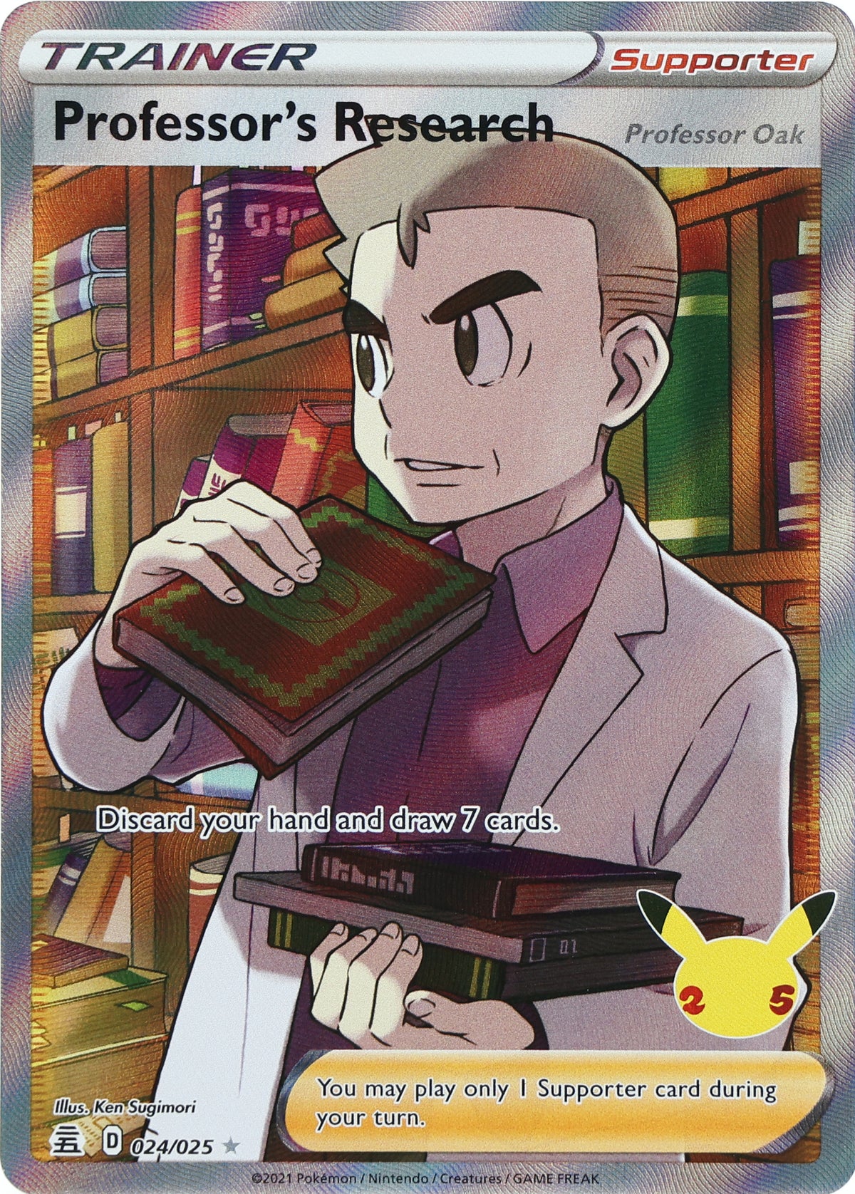 Professor's Research (Professor Oak) · Celebrations · 024/025 · actual card-only photograph