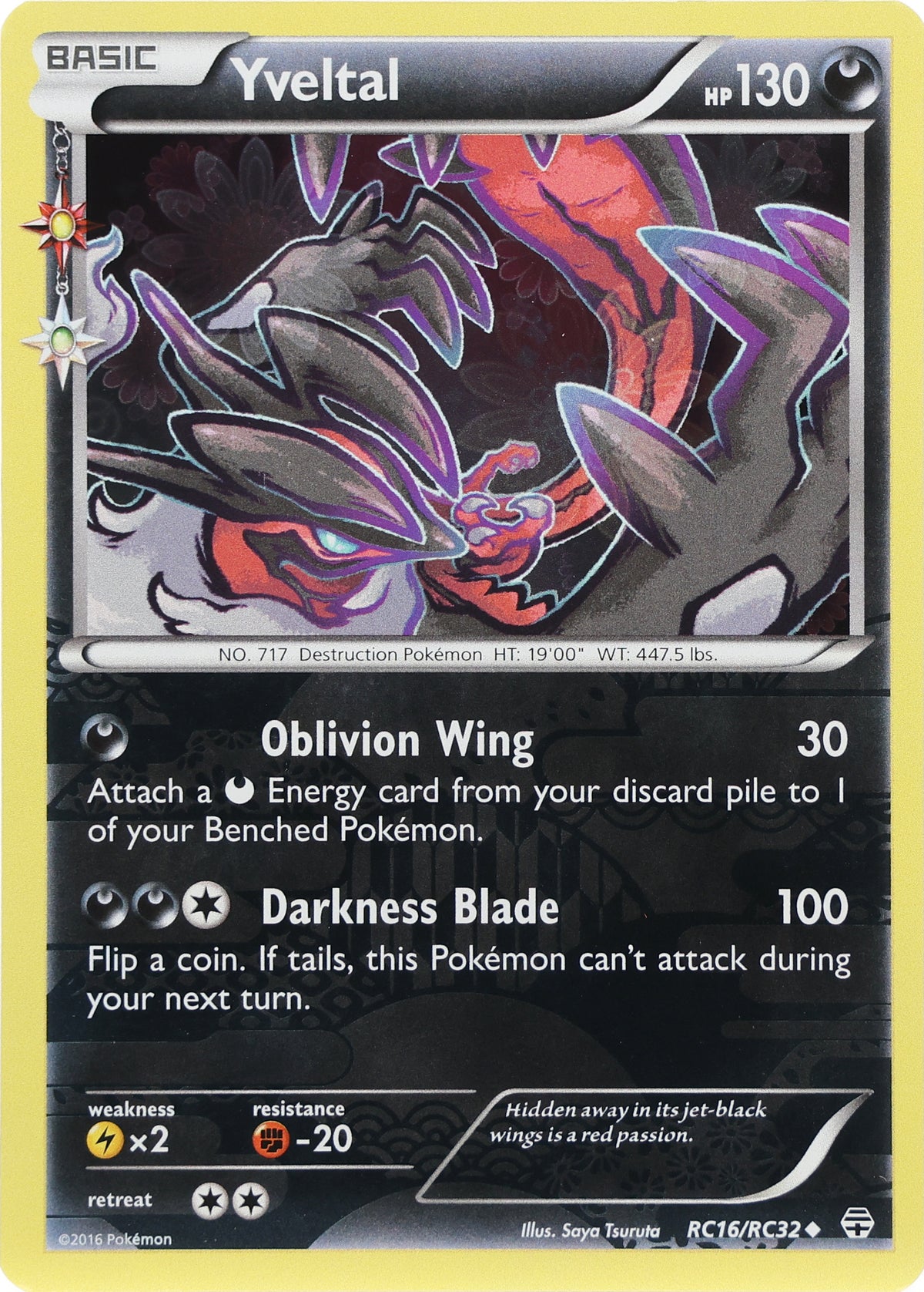Yveltal · Generations · RC16/RC32 · actual card-only photograph