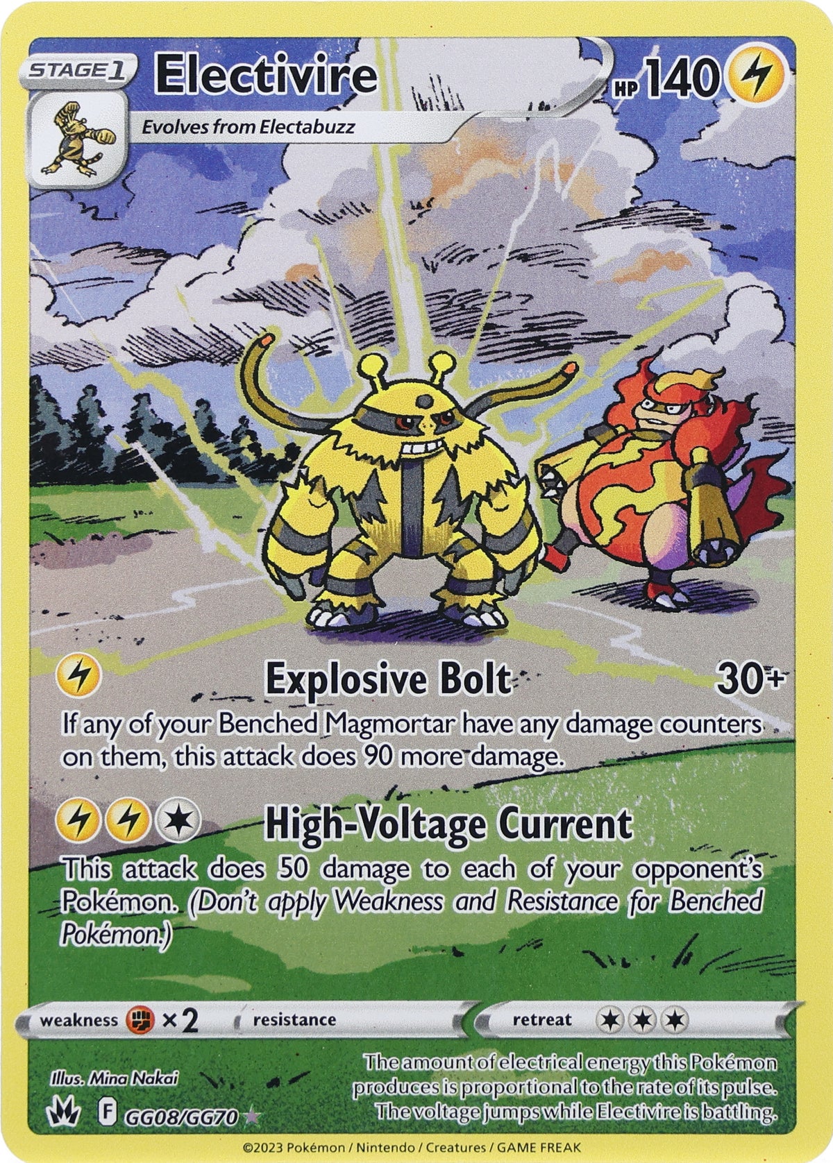Electivire · Crown Zenith Galarian Gallery · GG08/GG70 · actual card-only photograph