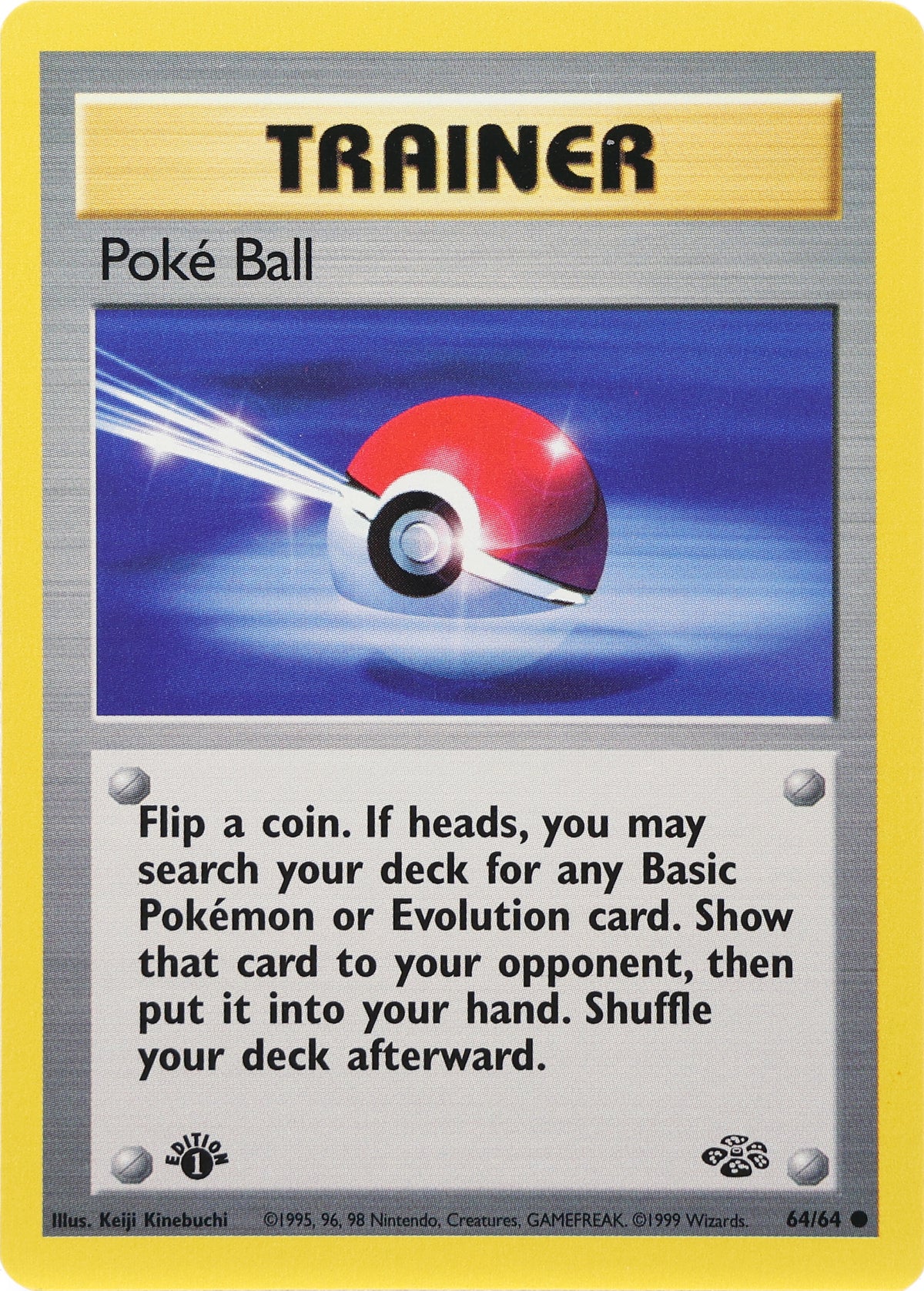 Poke Ball — 1st Edition · Jungle · 64/64 · actual card-only photograph