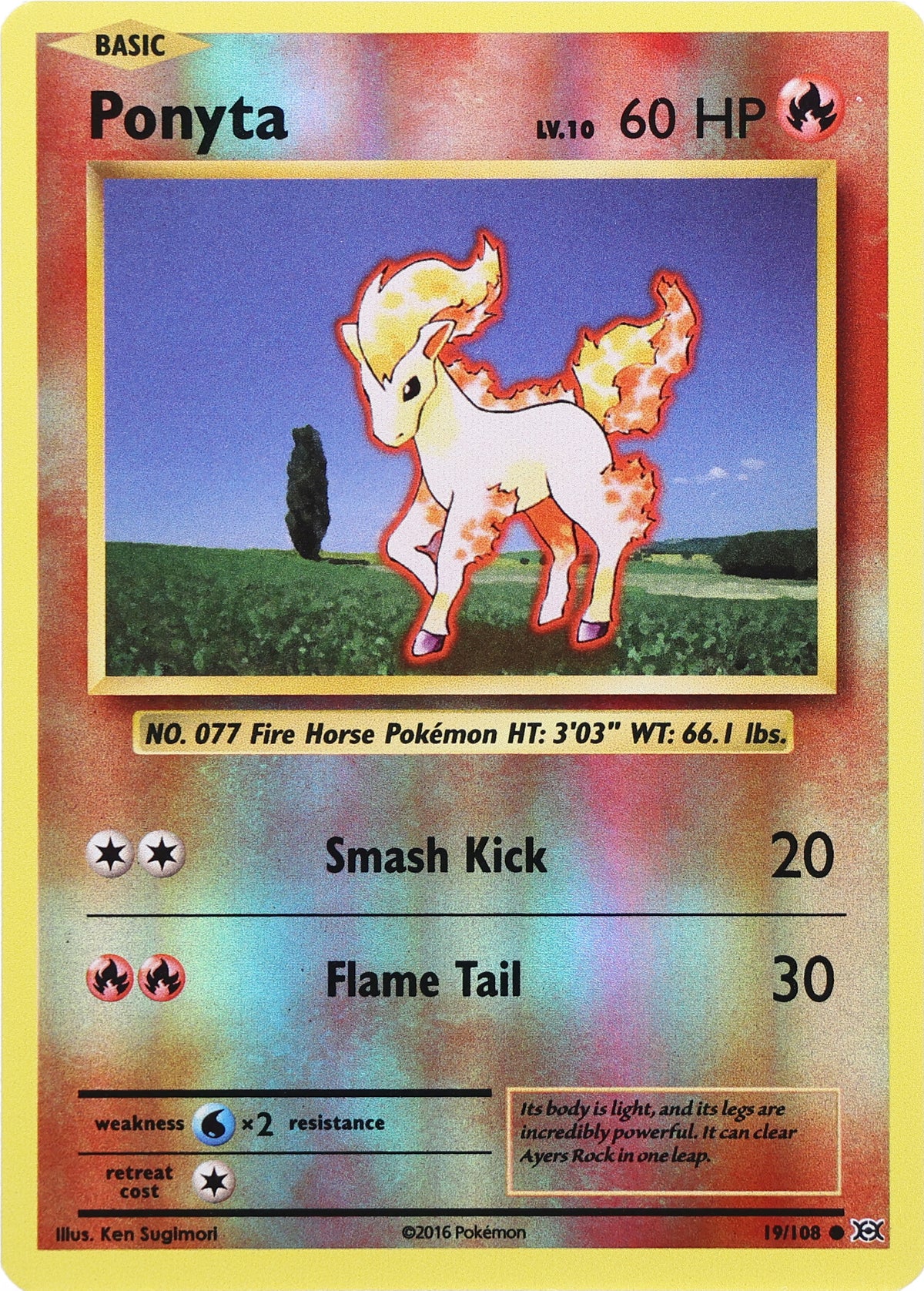 Ponyta · Evolutions · 19/108 · actual card-only photograph