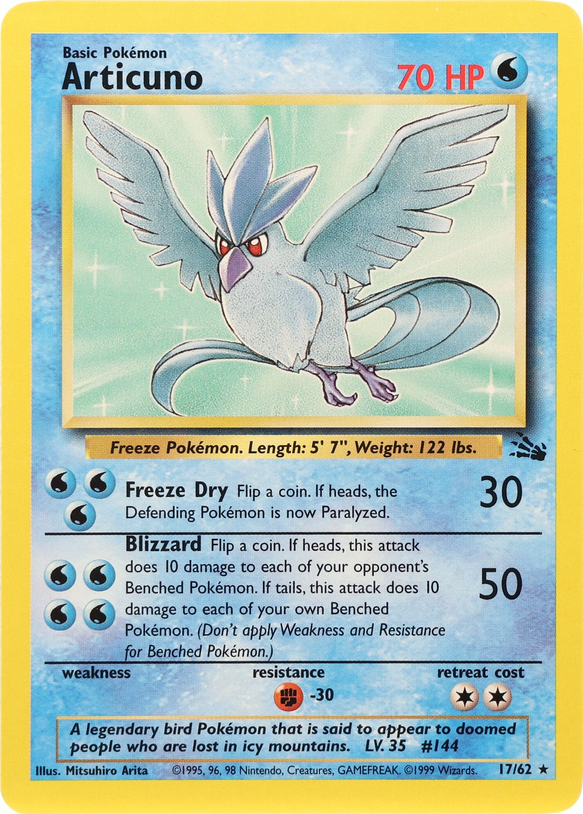 Articuno · Fossil · 17/62 · actual card-only photograph