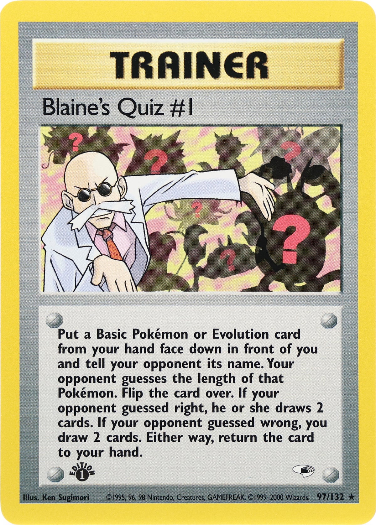 Blaine's Quiz #1 — 1st Edition · Gym Heroes · 97/132 · actual card-only photograph