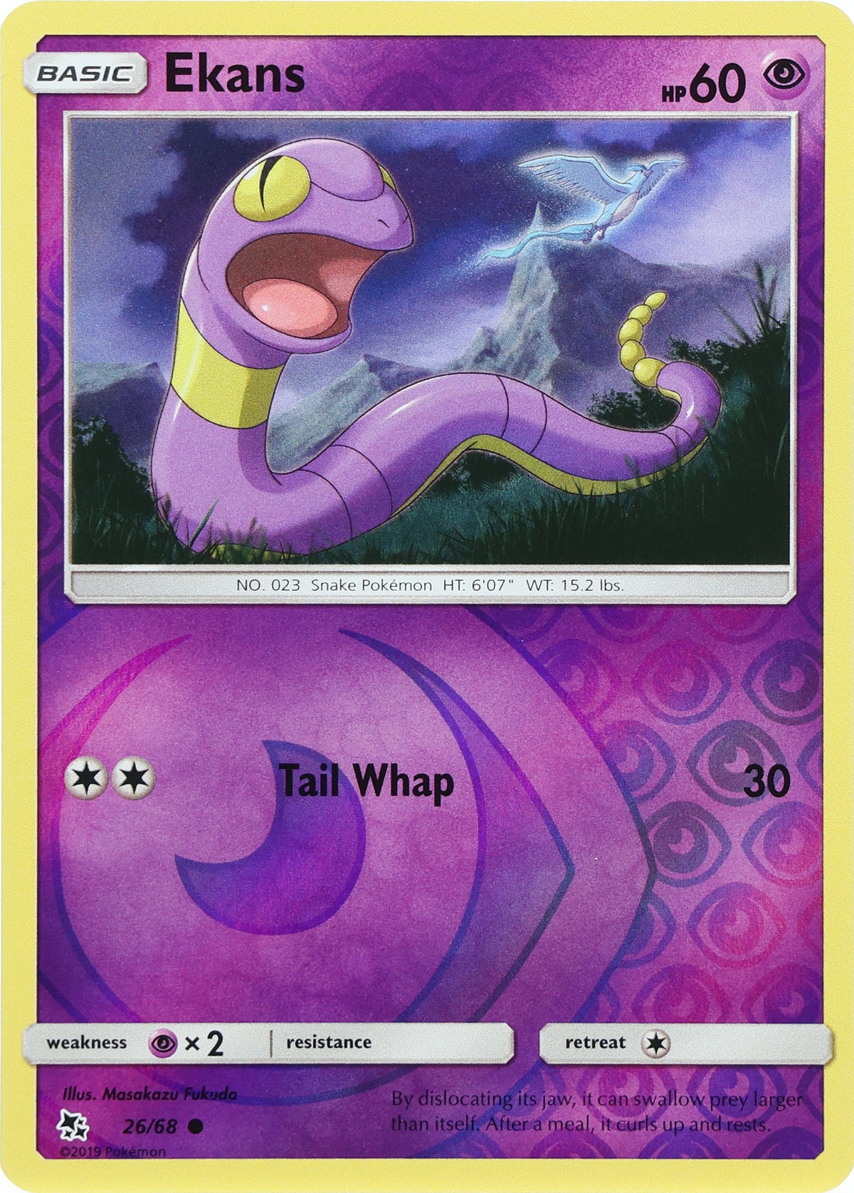 Ekans · Hidden Fates · 26/68 · actual card-only photograph