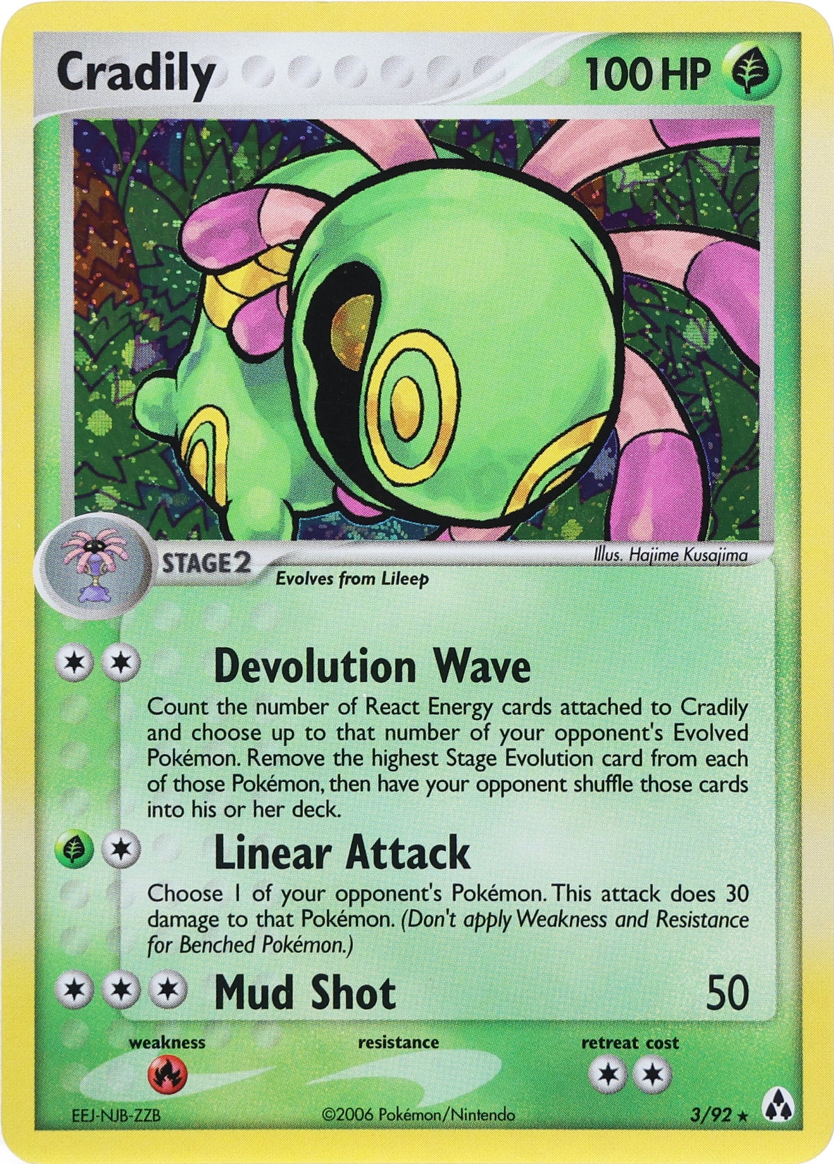 Cradily · Legend Maker · 3/92 · actual card-only photograph