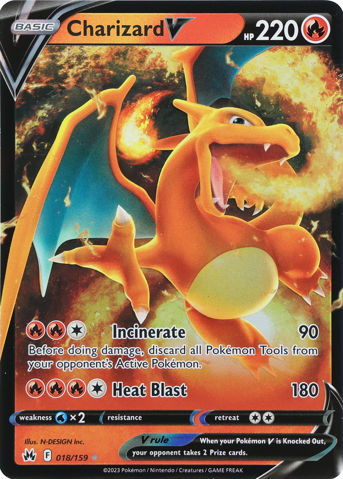 Charizard V · Crown Zenith · 018/159 · actual card-only photograph
