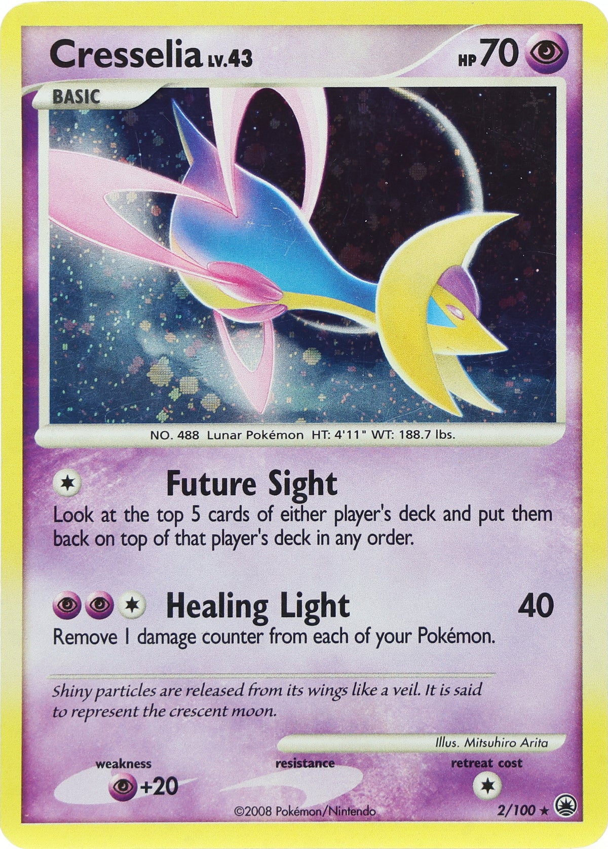 Cresselia · Majestic Dawn · 2/100 · actual card-only photograph