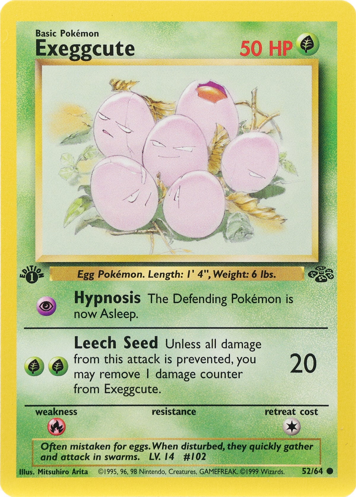 Exeggcute — 1st Edition · Jungle · 52/64 · actual card-only photograph
