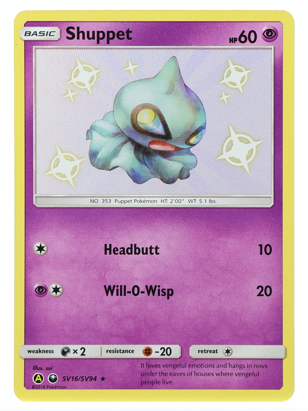 Shuppet · Hidden Fates Shiny Vault · SV16/SV94 · Holo